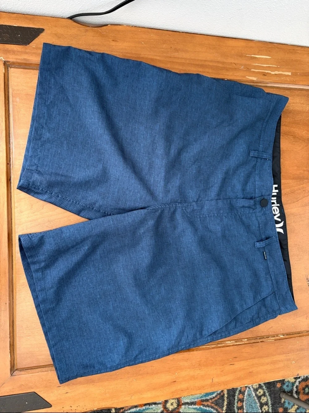 Hurley Men's Navy Textured Flat Front Shorts Size 38